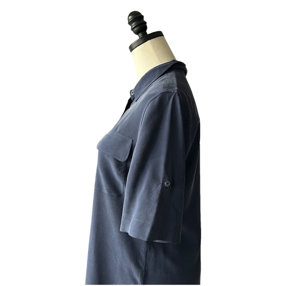 Equipment Short Sleeve Slim Signature Silk Dress in Navy | SMALL - Picture 5 of 11